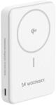 Wozinsky WLWP-10KA0Y3WS 22, 5W PD Qi2 10000 mAh powerbank állvánnyal, 1x USB-A, 1x USB-C - fehér