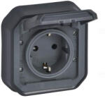 Legrand Plexo 55 süllyesztett 2P+F csatlakozóaljzat csapófedéllel, összeszerelt, csavaros vezetékbekötéssel, antracit 069859L Legrand (069859L)