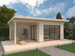 SKAN HOLZ Faház Pálma wellness hőszigetelt kerti ház 400x300cm+300cm oldaltető (PM44-4030)