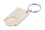  Kulcstartó bevásárlókocsi érme ökológiai búzaszalmából 28x21x4 mm, érme: 24x2mm