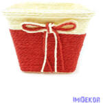  Bélelt köteles kocka kaspó 13cm - Piros
