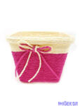  Bélelt köteles kocka kaspó 13cm - Pink