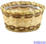  Bélelt peremes bambusz kosár 22cm - Natúr