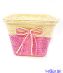  Bélelt köteles kocka kaspó 13cm - Rózsaszín