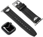Police Wings fekete bőr Apple Watch szíj 22 mm