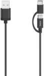 Hama Cablu Hama 200616, microUSB, 2 in 1, adaptor USB-C, 0.75 m (Negru) (Hama 200616)
