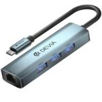 DEVIA Hub USB-C DEVIA EC621, 3 x USB-A 3.0, 1 x RJ45 (Gri)