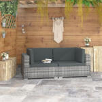 vidaXL 2 db szürke moduláris polyrattan sarokfotel párnákkal (VD47262)