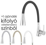 FERRO Zumba II álló mosogató csaptelep króm, flexibilis fekete kifolyóval+színes kifolyó (BZA42B-SET)