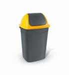  Billenőfedeles szemetes kuka, butterfly, műanyag, antracit-sárga, 50 L