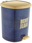  Műanyag pedálos szemetes, kék/arany mintás DENIM 6L