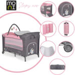 Moni Sleepy összecsukható luxus utazóágy 2 szint+pelenkázó+ játék pink