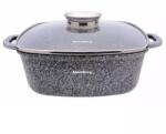 Klausberg Oală pătrată cu capac 28x28 cm, 6.5L - Klausberg KB 7532, strat marmură antiaderent, gri, compatibilă cu inducție și plite clasice