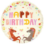 PartyPal Szülinapi fólia lufi 18" 45cm Happy Birthday, Lovak (LUFI670897)