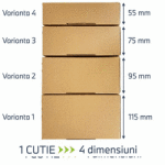 Paper Craft SET 20 cutii inaltime variabila 210x165x55-115 mm cu AUTOADEZIV, BANDA DESIGILARE