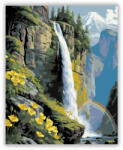  Vízesés és Sárga Vadvirágok - számfestő készlet
