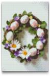  Gyémántszemes kirakó - Húsvéti koszorú Méret: 20x30cm, Keretezés: Keret nélkül (csak a vászon), Gyémántok: Kerek