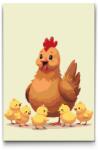  Festés számok szerint - Tyúk csibékkel Méret: 40x60cm, Keretezés: Műanyagtáblával