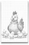  PontPöttyöző - Tyúk csibékkel Méret: 20x30cm, Keretezés: Keret nélkül (csak a vászon), Szín: Fekete