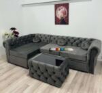 MobAmbient Colțar realizat în stil Chesterfield gri închis cu nasturi de sticlă - model WAVE