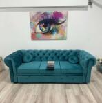 MobAmbient Canapea extensibilă 3 locuri turcoaz - model CHESTERFIELD Canapea
