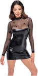 Noir - rochie mini lucioasă cu top transparent - negru - XL