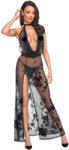 Noir - rochie maxi transparentă cu imprimeu floral (negru) - L