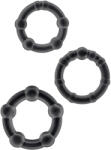 Blush Stay Hard - set inele pentru penis - silicon negru Inel pentru penis