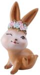  IRIS dekor műgyanta nyúl+virágkoszorú barna 10, 7cm (46627) - bestbyte