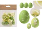  IRIS dekor műanyag tojás x12 zöld virágos/csíkos 3x4cm (72026) - bestbyte