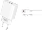 XO fali töltő CE02D QC 3.0 18W 1x USB fehér + microUSB kábel