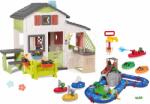 Smoby Set de casă a prietenilor și circuit de apă cu cascadă Friends House Life Smoby pistă extensibilă cu pompă, bărcuțe și bucătărie cu grădină (SM810250-A39) Casuta pentru copii