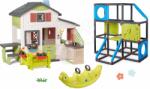 Smoby Set casă a Prietenilor cu curte frontală și panouri de cățărat Frame Kraxxl Friends House Life Smoby extensibilă cu pereți de cățărat și bucătărie cu leagăn (SM810250-A45) Casuta pentru copii