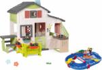 Smoby Set casa Prietenilor cu curte și pistă de apă, Start Set Friends House Life Smoby extensibilă cu barcă, macara, și bucătărie de vară (SM810250-A35) Casuta pentru copii