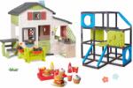 Smoby Set casă de prieteni cu tobogan cu 3 etaje Frame Kraxxl Friends House Life Smoby extensibil, configurabil și bucătărie cu burgere (SM810250-A49) Casuta pentru copii