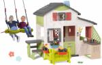Smoby Set de casa Prietenilor cu grădină în față și leagăn atârnat Friends House Life Smoby extensibil pentru două persoane, rezistent în înălțime și bucătărie de vară (SM810250-A42) Casuta pentru copii
