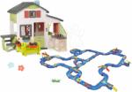 Smoby Set căsuța Prietenilor cu grădină în față și pista mare de apă extensibilă Friends House Life Smoby cu 11 bărcuțe, 8 figurine și bucătărie de vară (SM810250-A46) Casuta pentru copii