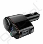 Baseus Baseus bluetooth FM transmitter autós töltő szivargyújtó+2 USB aljzat (v4.2, 3.4A) FEKETE kihangosító/hangszóró