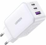 UGREEN GaN Fast Wall Charger 65W PD - захранване за ел. мрежа за лаптопи, смартфони и таблети с USB-A и 2xUSB-C изходи с технология за бързо зареждане (бял)