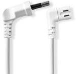 Nedis CEGL11055WT20 Cablu de alimentare, Euro Male | IEC-320-C7 | Înclinat | Înclinat stânga | Placat cu nichel | 2.00 m | Alb | PVC (CEGL11055WT20)