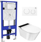 Major&Maker Deluxe B + Coral White mosó funkcióval ellátott wc, szerelő kerettel és öblítő gombbal függő perem nélkül fehér 4020FBS200302W