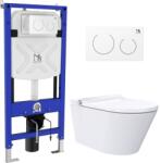 Major&Maker Classic + Coral White mosó funkcióval ellátott wc, szerelő kerettel és öblítő gombbal függő perem nélkül fehér 4050FWS200302W