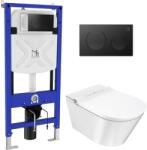 Major&Maker Deluxe A + Coral Black mosó funkcióval ellátott wc, szerelő kerettel és öblítő gombbal függő perem nélkül fehér 4020FWS200302B (4020FWS200302B)