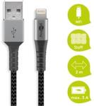 Goobay USB - Lightning flexibilis textil adat- és töltő kábel, 2 m, asztroszürke-ezüst (49269)