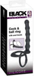 Black Velvets Inel pentru penis/testicule cu un stimulator anal Cock & ball ring (19 cm)