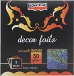 PENTART Dekorfólia 14x14cm hologramos 5lap/csomag glitterek (20745)