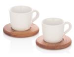  Bögre, porcelán szett 2 db-os + fa alátét, 46mm, 100ml
