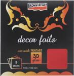 PENTART Dekorfólia 14x14cm metál 5lap/csomag piros (20739)