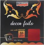 PENTART Dekorfólia 14x14cm metál 5lap/csomag bordó (20741)