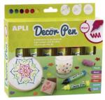 APLI Dekortoll készlet, APLI Decor Pen 3D hatású zselés dekortoll, glitteres 6x25ml neon (18981)